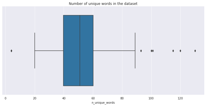 Number of words in dataset