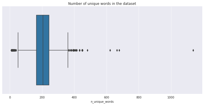 Number of words in dataset