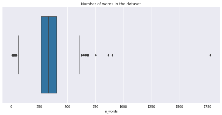 Number of words in dataset